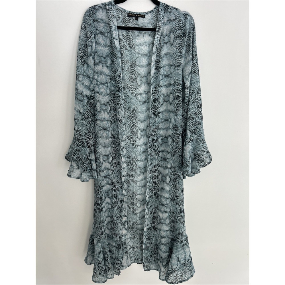 America & Beyond Women's L snake Skin‎ Duster Kimono Whimsical